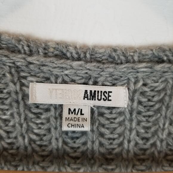 Amuse Society Gray Ribbed Knit Open Front Long Cardigan Size M / L - Picture 3 of 6